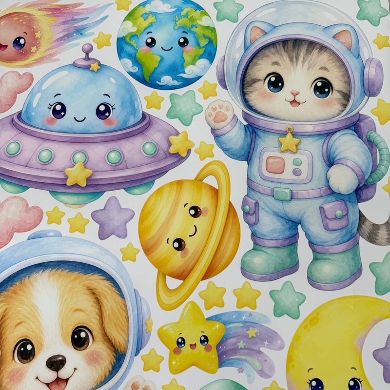 Наклейки на стены "Космонавты", декоративные наклейки.